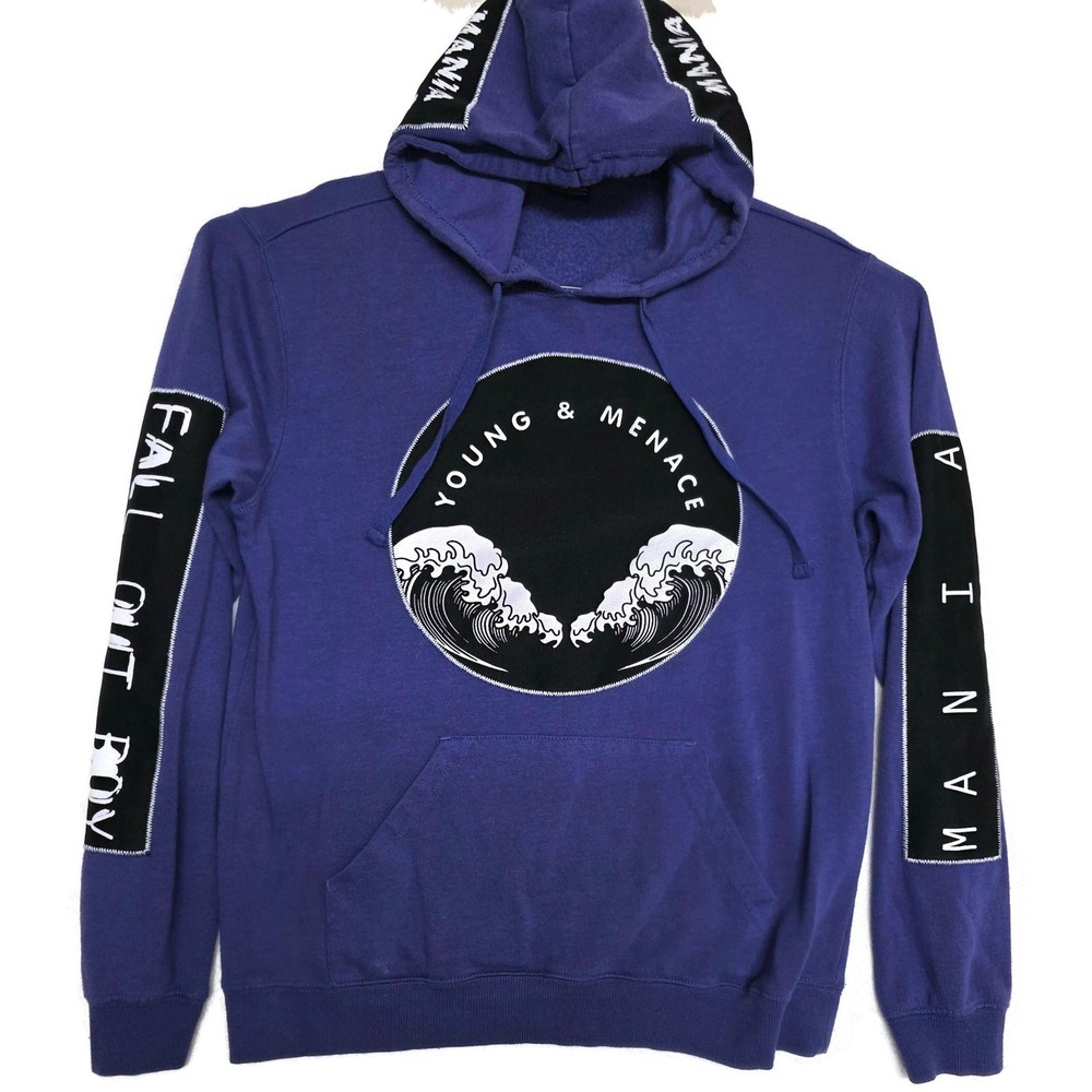 Fall Out Boy Hoodie Mens Small Purple Young & Menace Graphic Pullover Mania Band